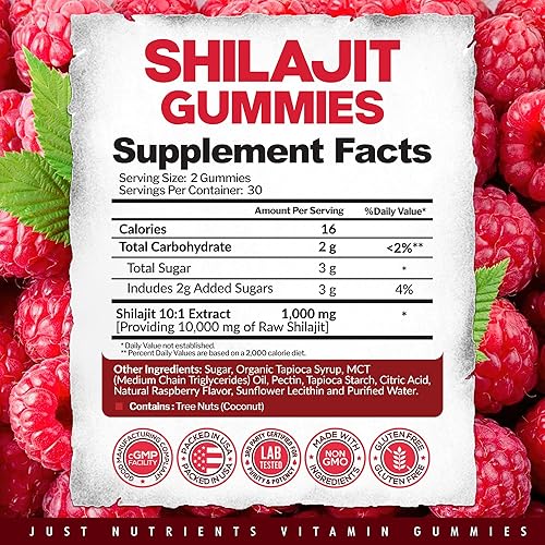 Miniatura 5 de Shilajit - Gomitas de 10,000 mg para hombres y mujeres, Shilajit puro del Himalaya de máxima fuerza, sin gluten, sin OMG, 100% vegetariano, sabor