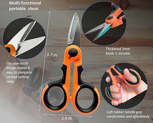 Miniatura 3 de Tijeras multiuso de alta resistencia, multiusos, cortador de tijeras industriales con bolsa de tijera, tijeras para electricistas, perfectas para