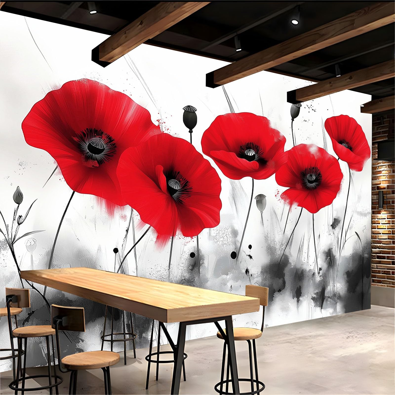 Amazon | 水彩画 壁飾り壁画 250x175 cm 花の水彩画の花 壁画の壁紙