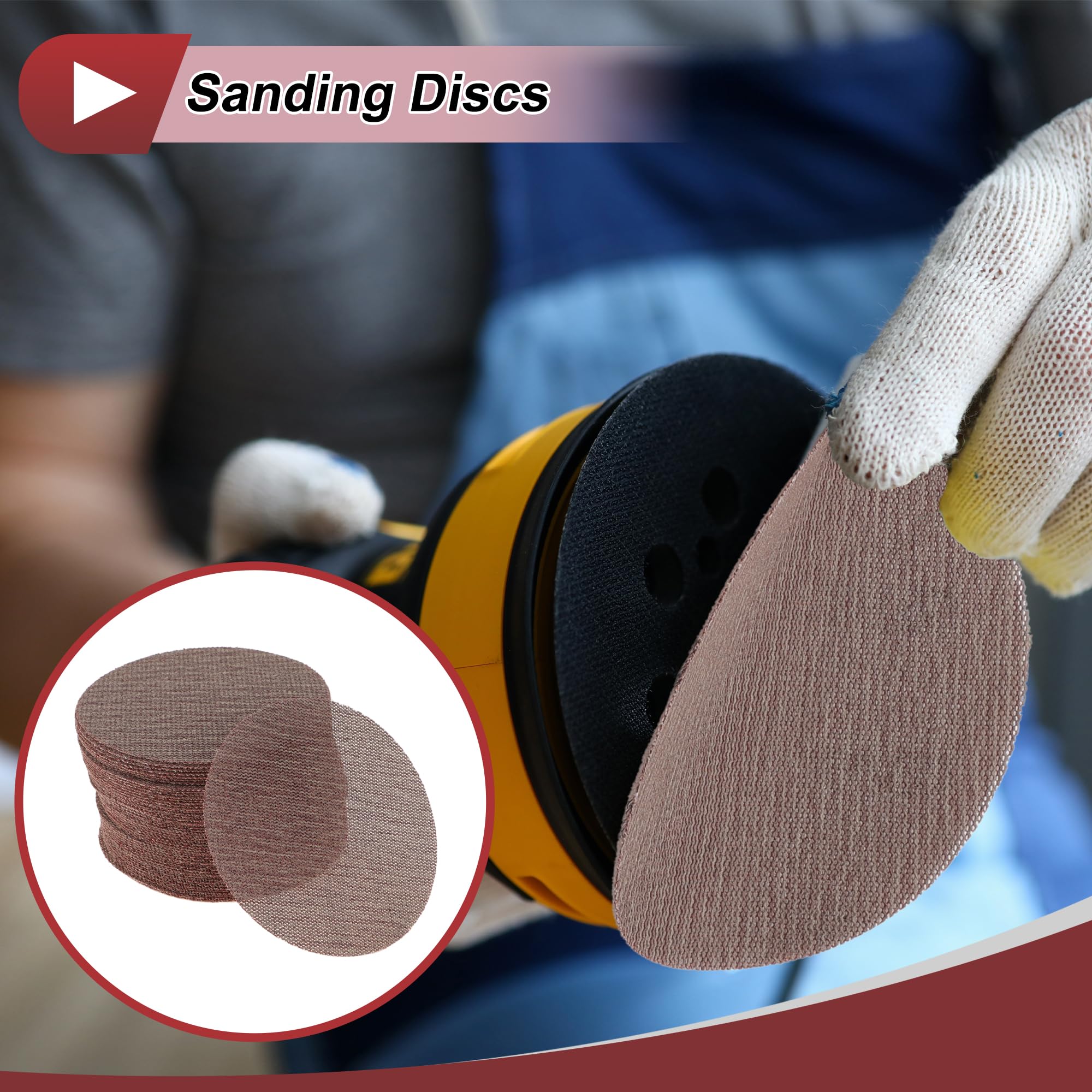 HEROFFIX 50 Pcs 5 Inch Abranet Sanding Mesh Anti-Clog Hook Loop Dust Free Net Sandpaper 100 Grit Brown Aluminum Oxide - Image 2