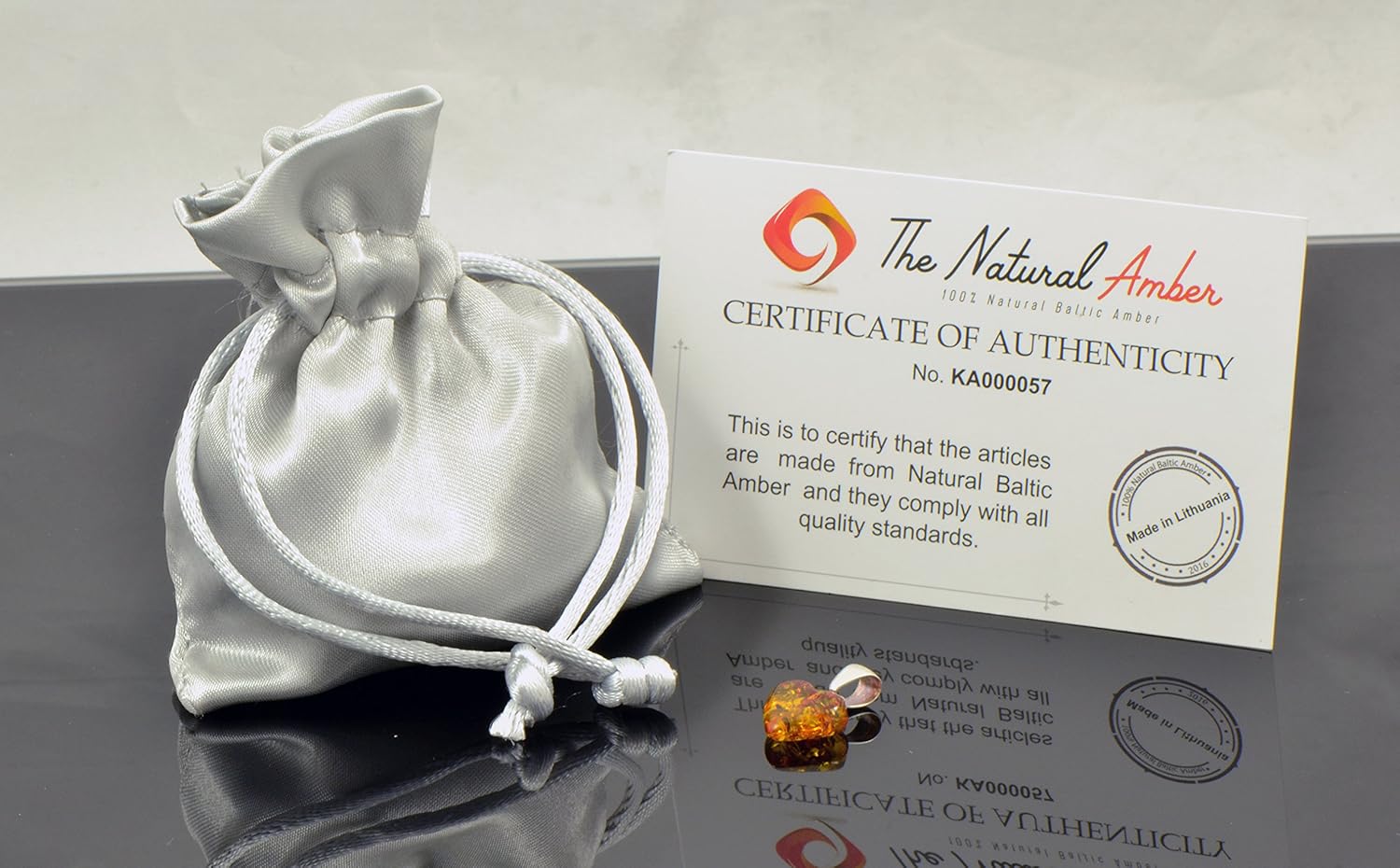 AmberJewelry Genuine Certified Baltic Amber Heart Pendant, Handmade Amber Pendand From Genuine Baltic Amber and 925 Sterling Silver, Baltic Amber Charm For Necklace Valentine's Day Gift Love Symbol Pendant Gift for Her made in Baltic Region Love Charm Amore - Image 3