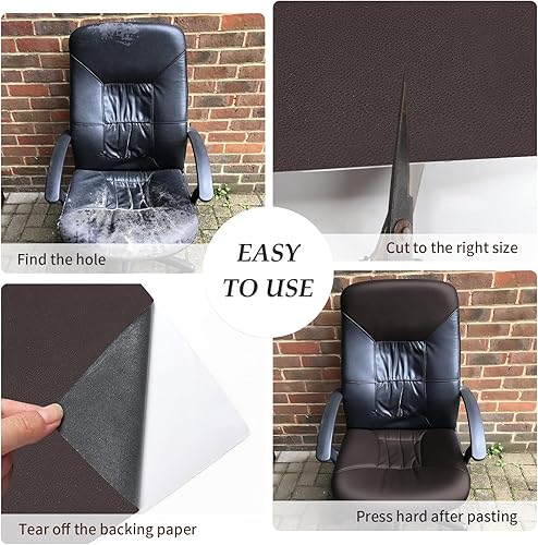 Miniatura 6 de CHEIGHY Kit de reparación de cuero para muebles, cinta de parche de cuero PU impermeable autoadhesiva - adhesivo fuerte para sofá, asiento de
