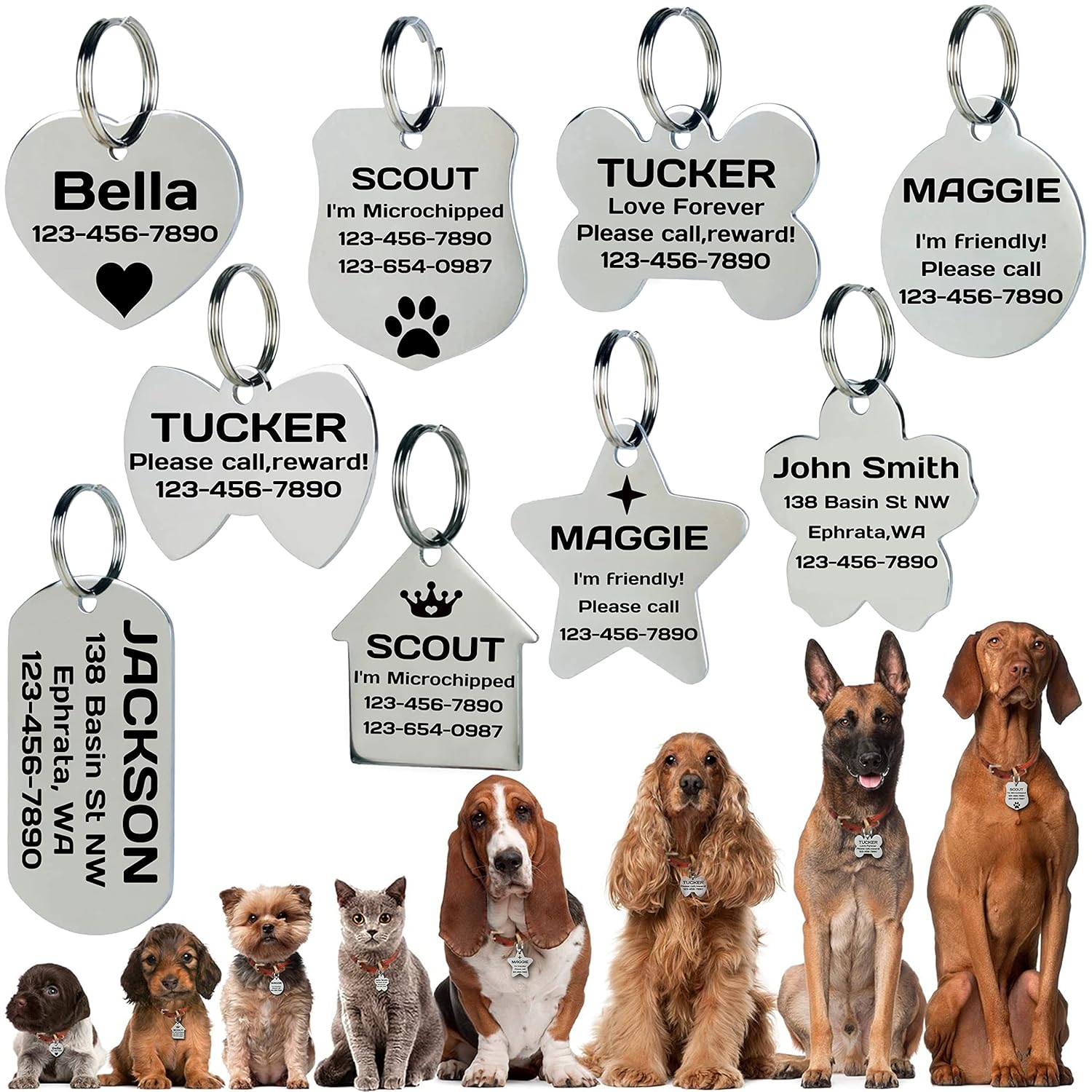 Handmade Personalized Dog Tags Engraved for Pets, Stainless