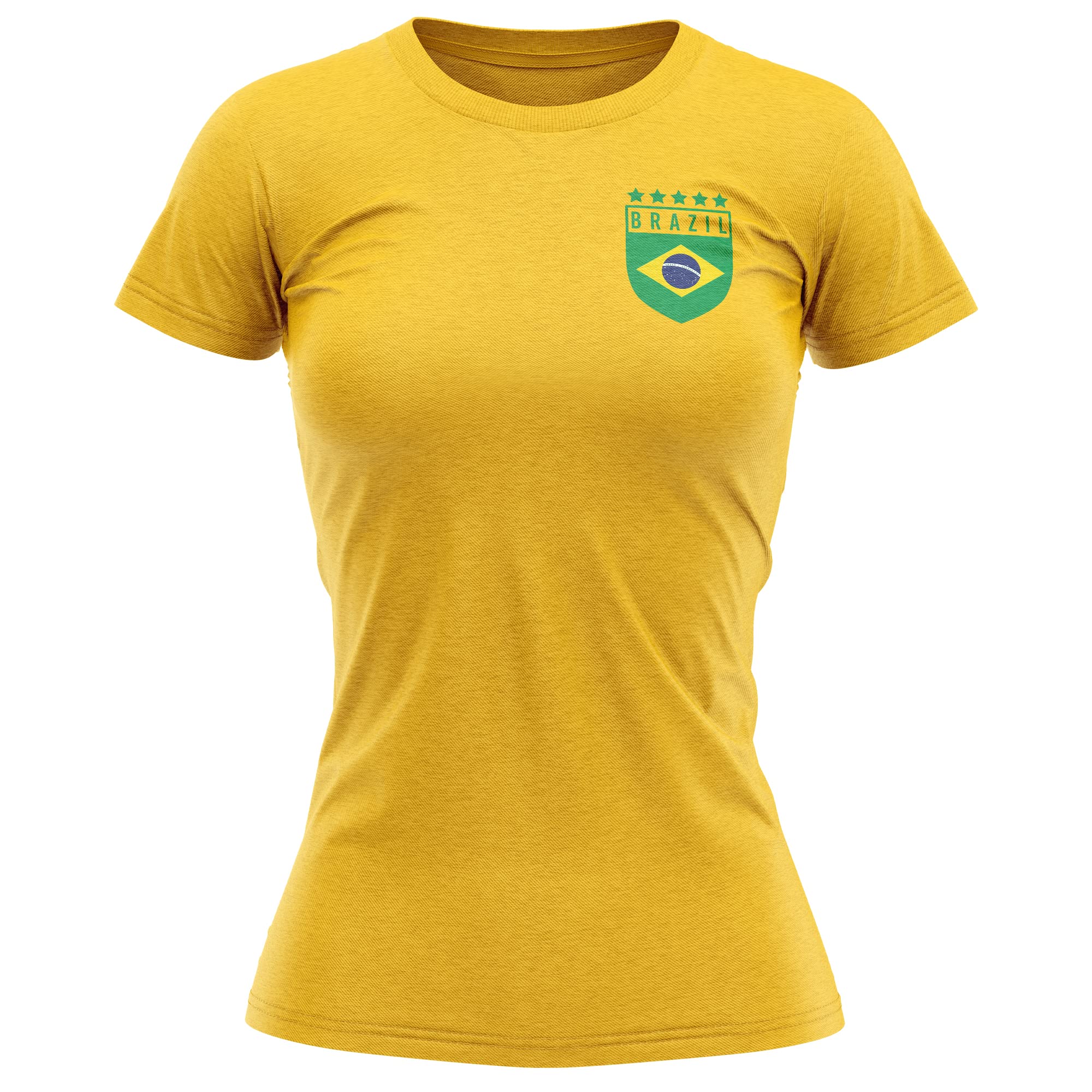 Womens Retro Brazil Badge Football T Shirt, Brazilian Country Supporter Gift South America Tournament for Her, Brasil Flag Soccer Badge Tee