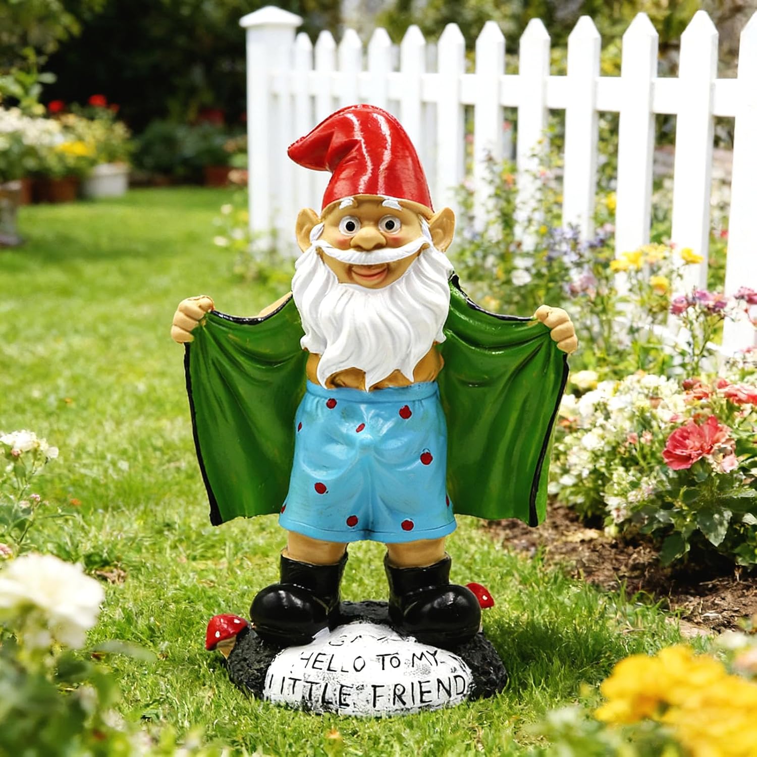 Tirifer 8.3inch/21cm Big Size Garden Gnome, Funny Outdoor Indoor Statue Gnome for Patio Lawn Garden Yard, Resin Naughty Dwarf Sculpture Art Decoration Unique Gift for Yard Balcony Porch Housewarming - Image 7