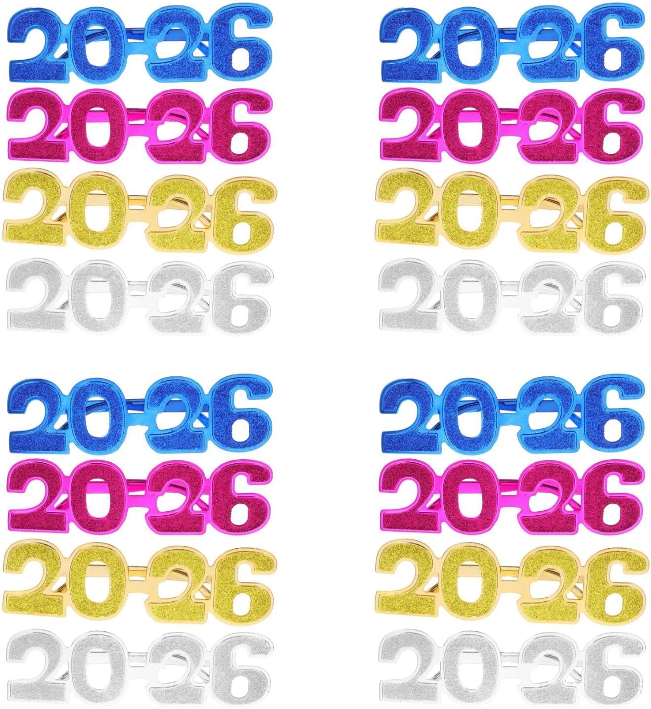 LOGOFUN 16pcs 2026 Graduation Glasses Class of 2026 Eyeglasses Glitter Grad Party Eyewear Photo Props for Graduation Party Supplies