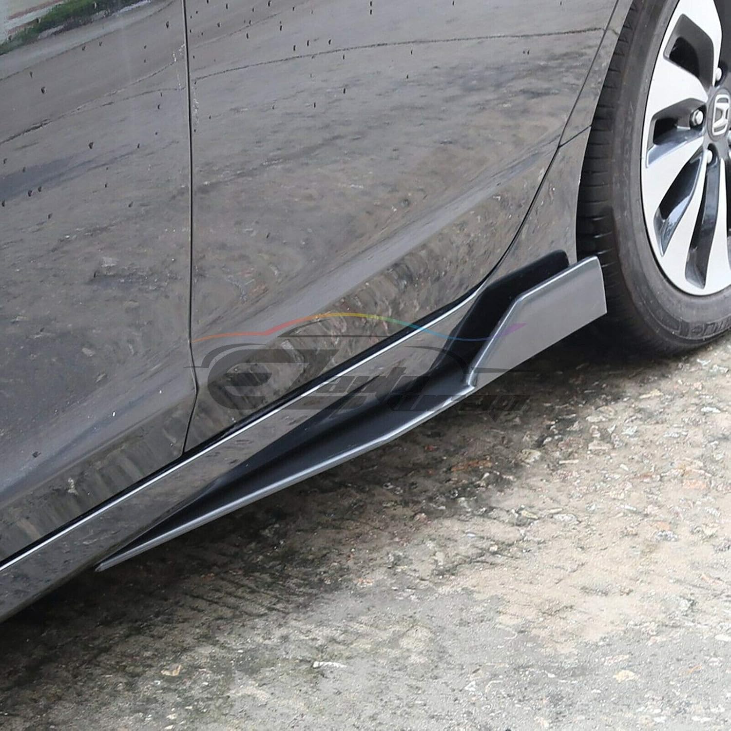 EZAUTO WRAP Carbon Fiber Style Black Universal Car Side Skirt Splitters Diffuser Body Kit Winglet Wings Rocker Extension Panel