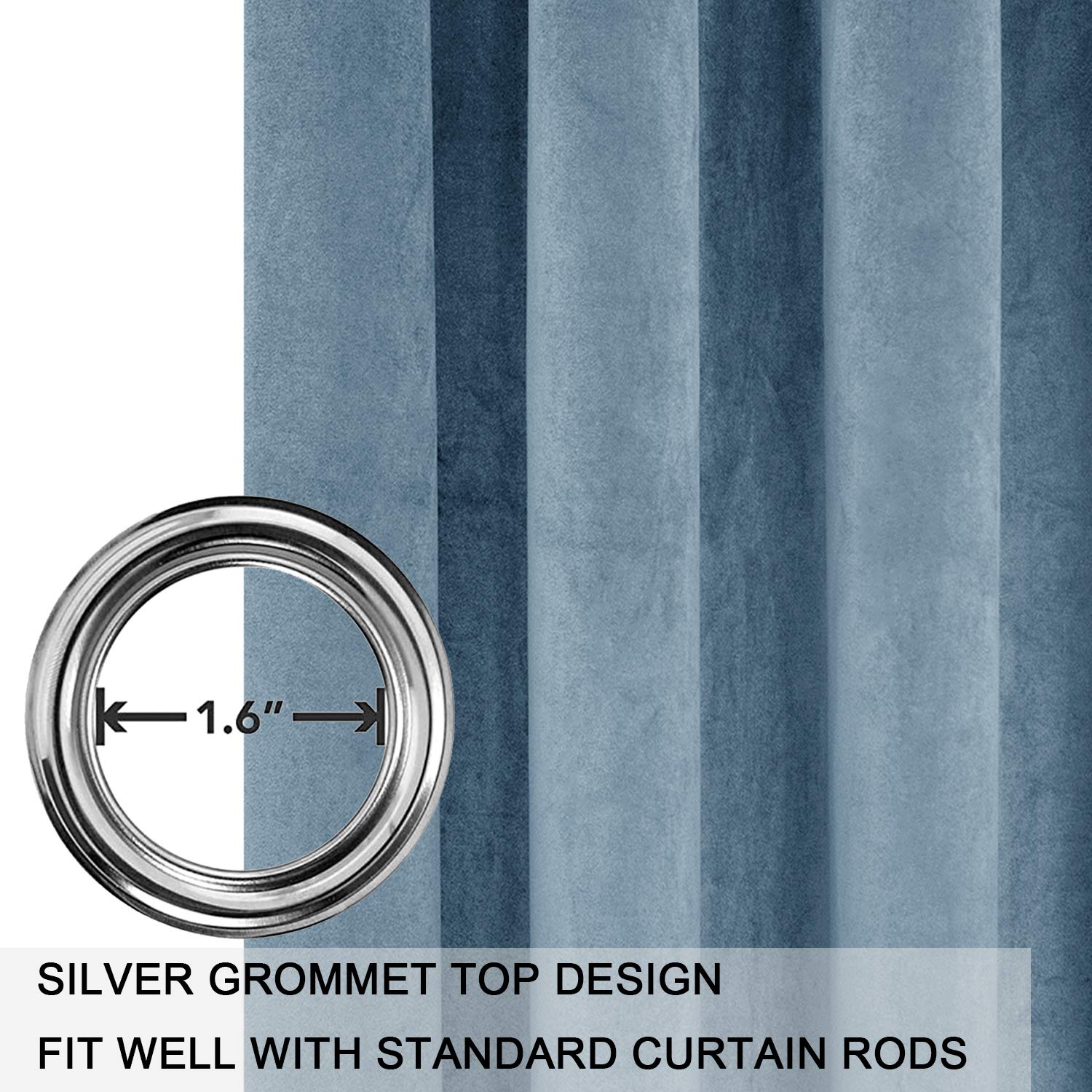 SMILETIME Tende in velluto blu cielo lunghe 243,8 cm, con occhielli, isolamento termico, super morbide, riduzione del rumore, filtraggio della luce, per soggiorno, 2 pannelli, ciascuno 132 x 243 cm di