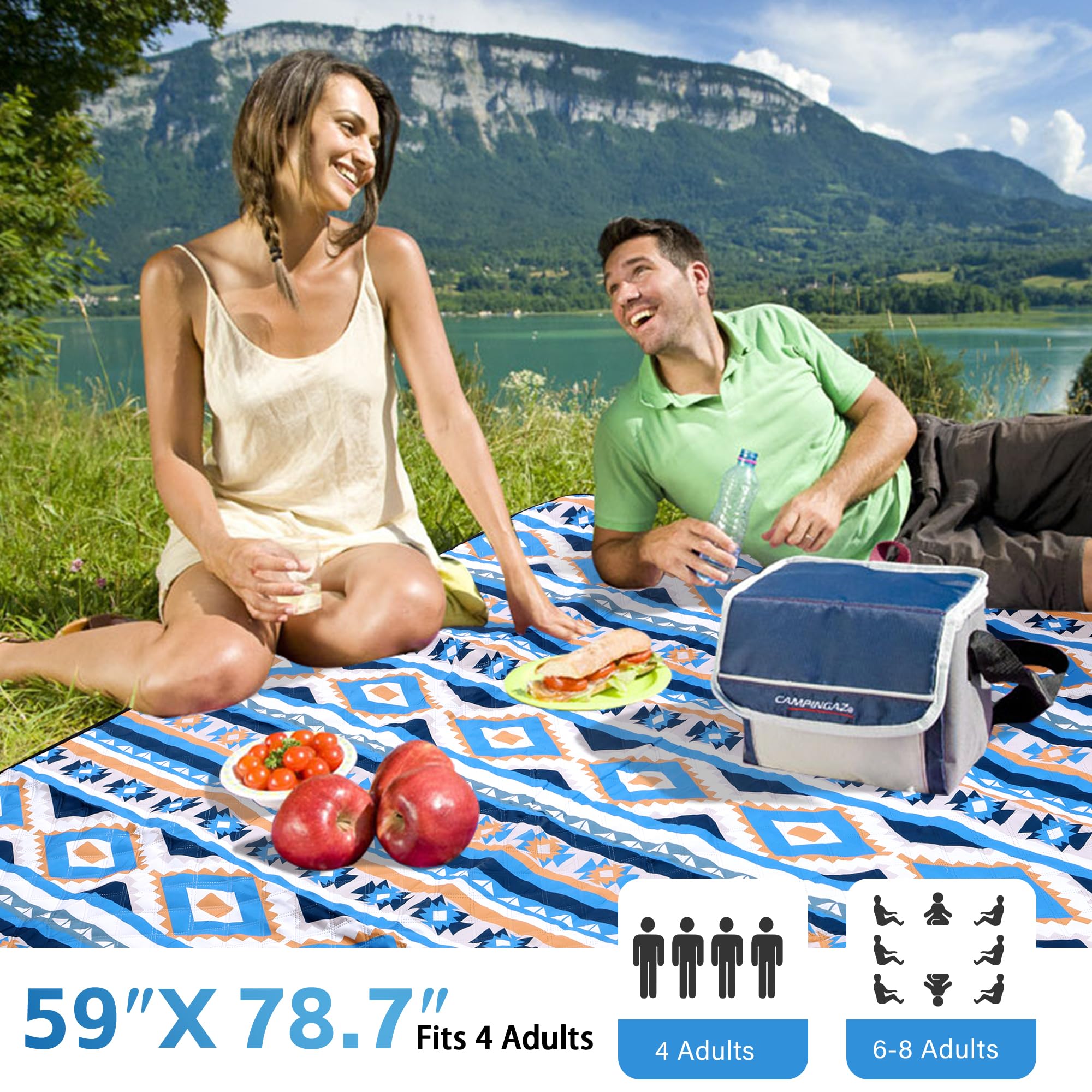 Grande couverture de pique-nique imperméable et résistante au sable portable pour la famille, les amis, les enfants, tapis de pique-nique lavable en machine pour camping, fête, herbe, plage parc, aire