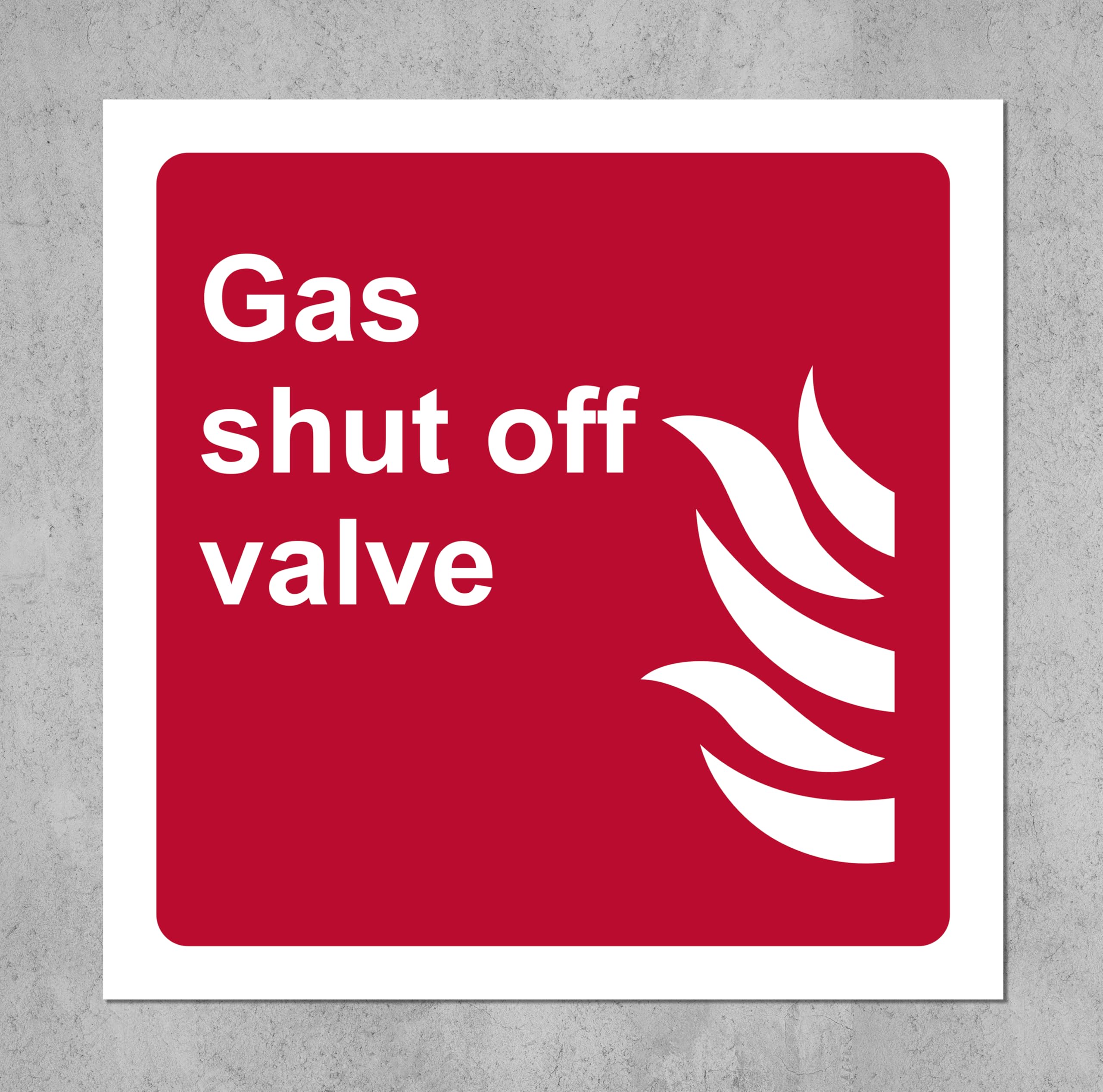 Kpcm Display Ltd Gas Shut Off Valve Fire Safety Sign - Self Adhesive Sticker (100Mm X 100Mm)