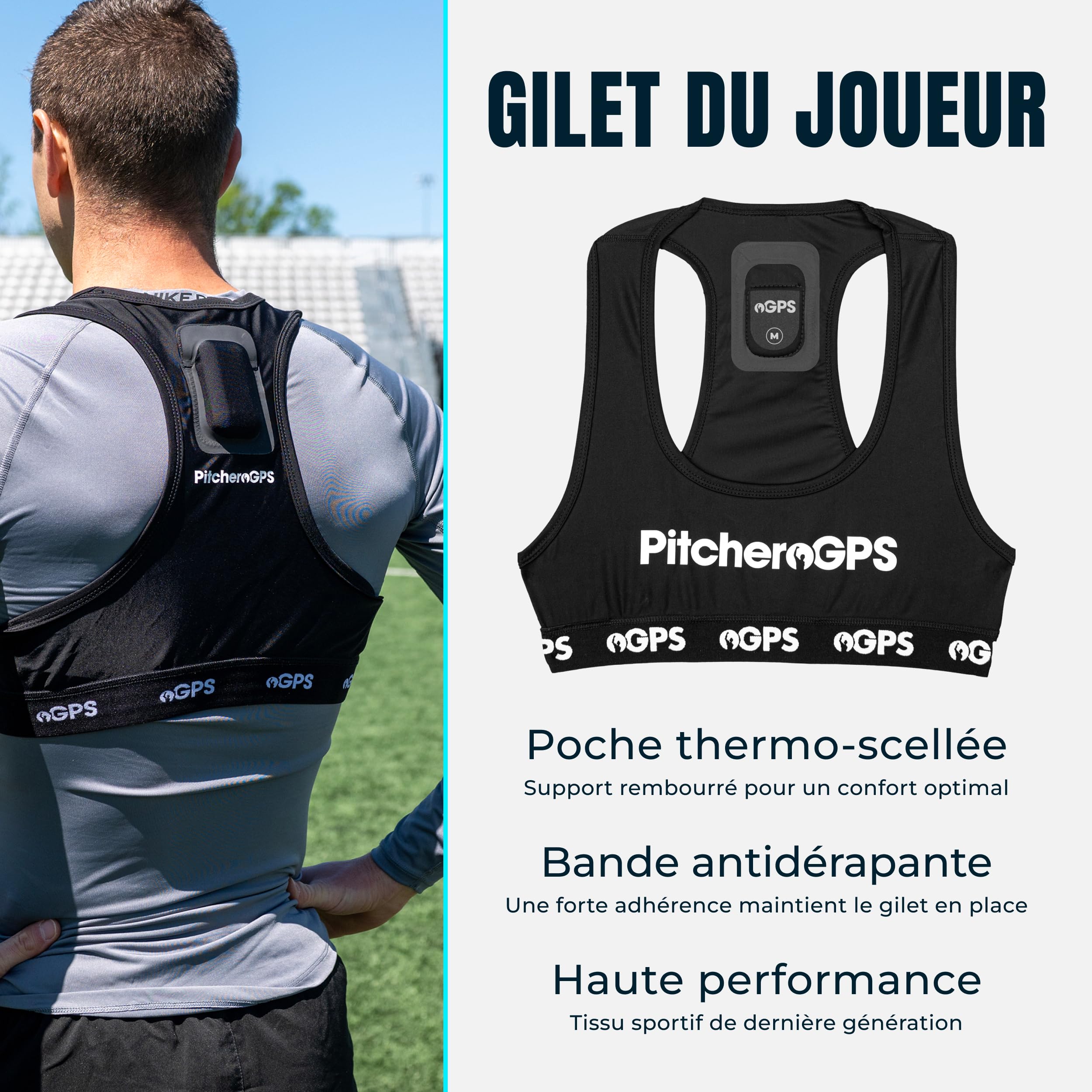 Ensemble de Suivi d'activité Sportive, Gilet de Suivi de Sport GPS et abonnement de 60 Jours Inclus, équipement d'entraînement de Football (Junior L)