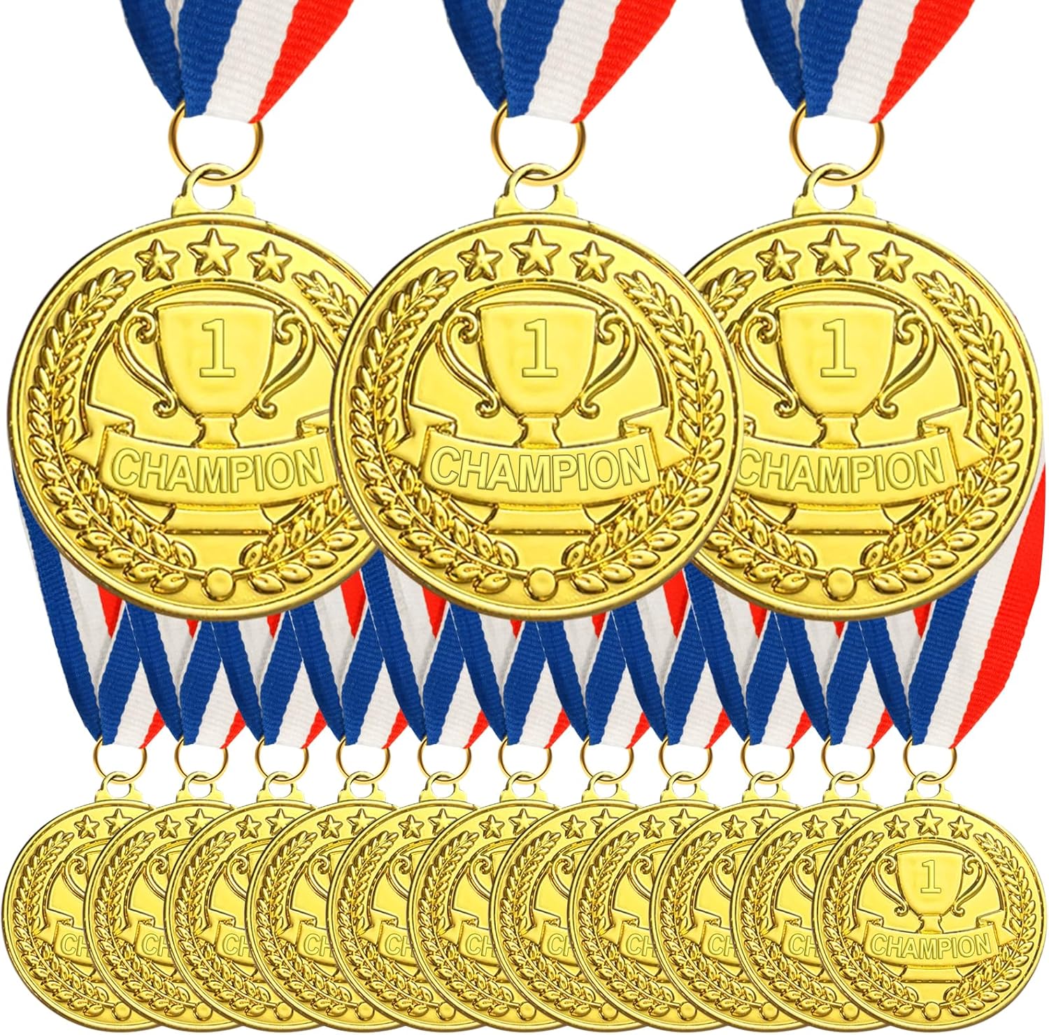 GOLDGE 36Pcs Gold Medals for Awards, 2'' Champion Awards Medals Bulk with Neck Ribbons, Winner Trophy Award for Basketball Soccer Baseball Volleyball Football Sports Competition, Gift for Player Team