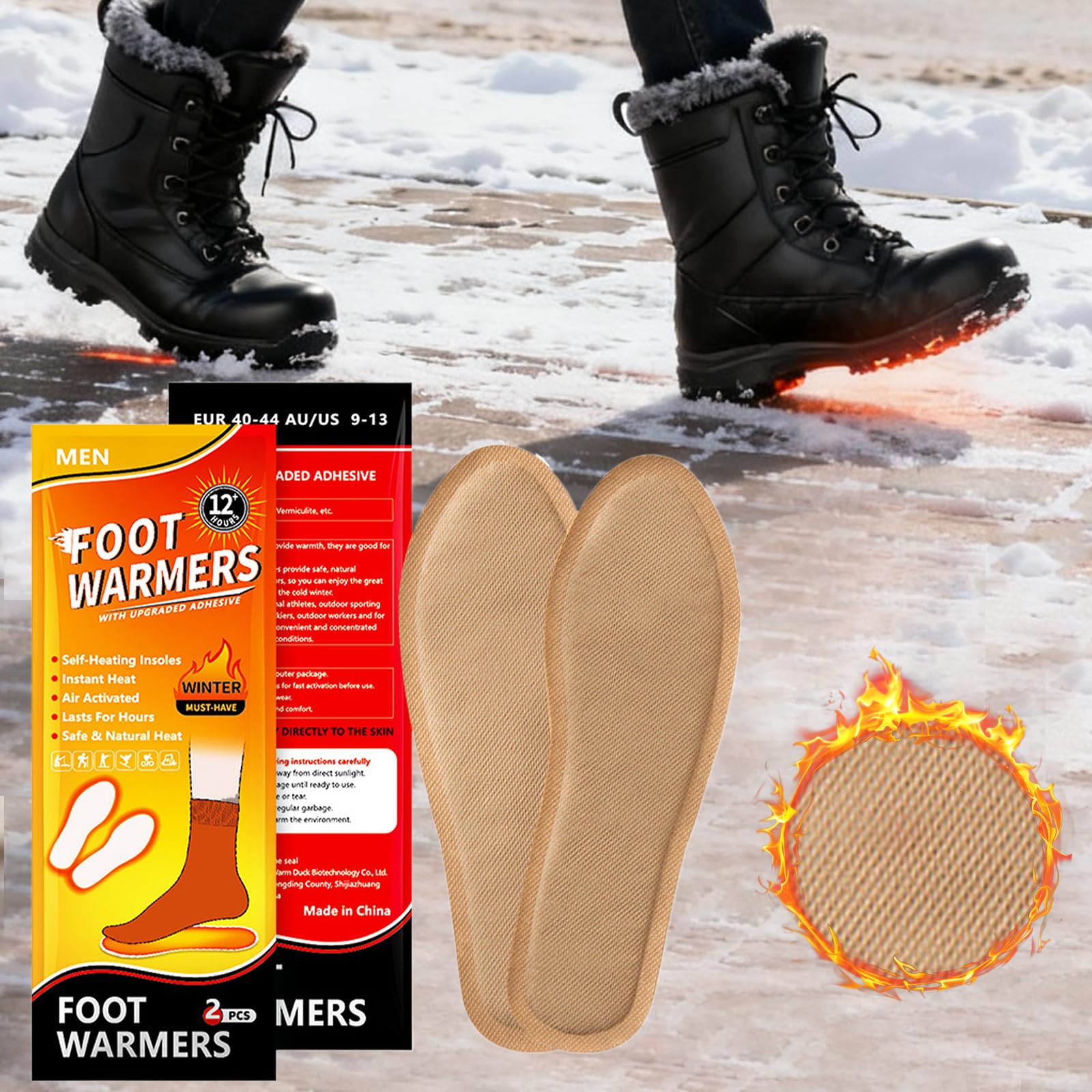 Semelles chauffantes pour Chaussures - Paire de 10 Semelles Auto-chauffantes jetables à Activation par l'air pour Un Confort Thermique continu Lors de la Chasse et des activités en Plein air