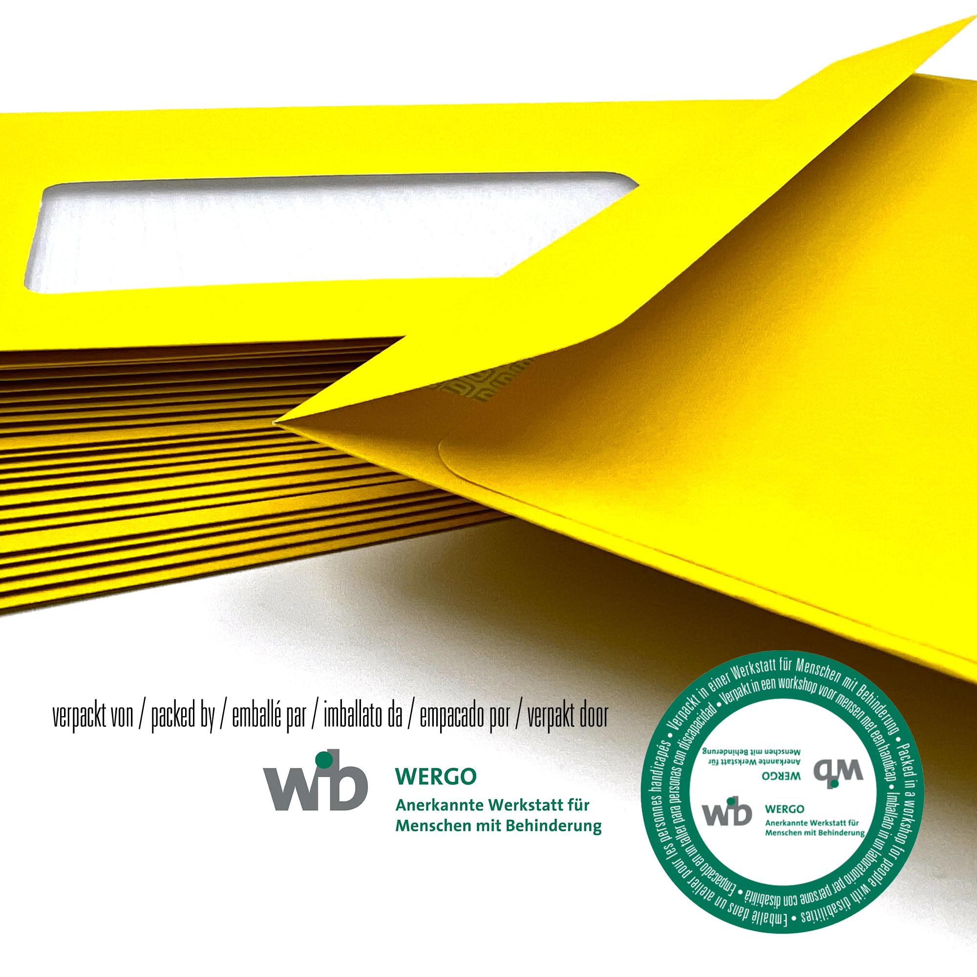 Briefumschläge DIN Lang C6/5 114x229 Mm Gelb - 100 Stück Mit Fenster