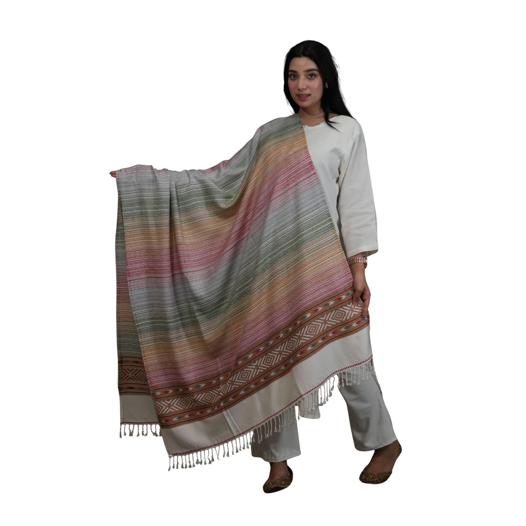 Women's Shawl Acrylic Striped | Multicolor-image-17