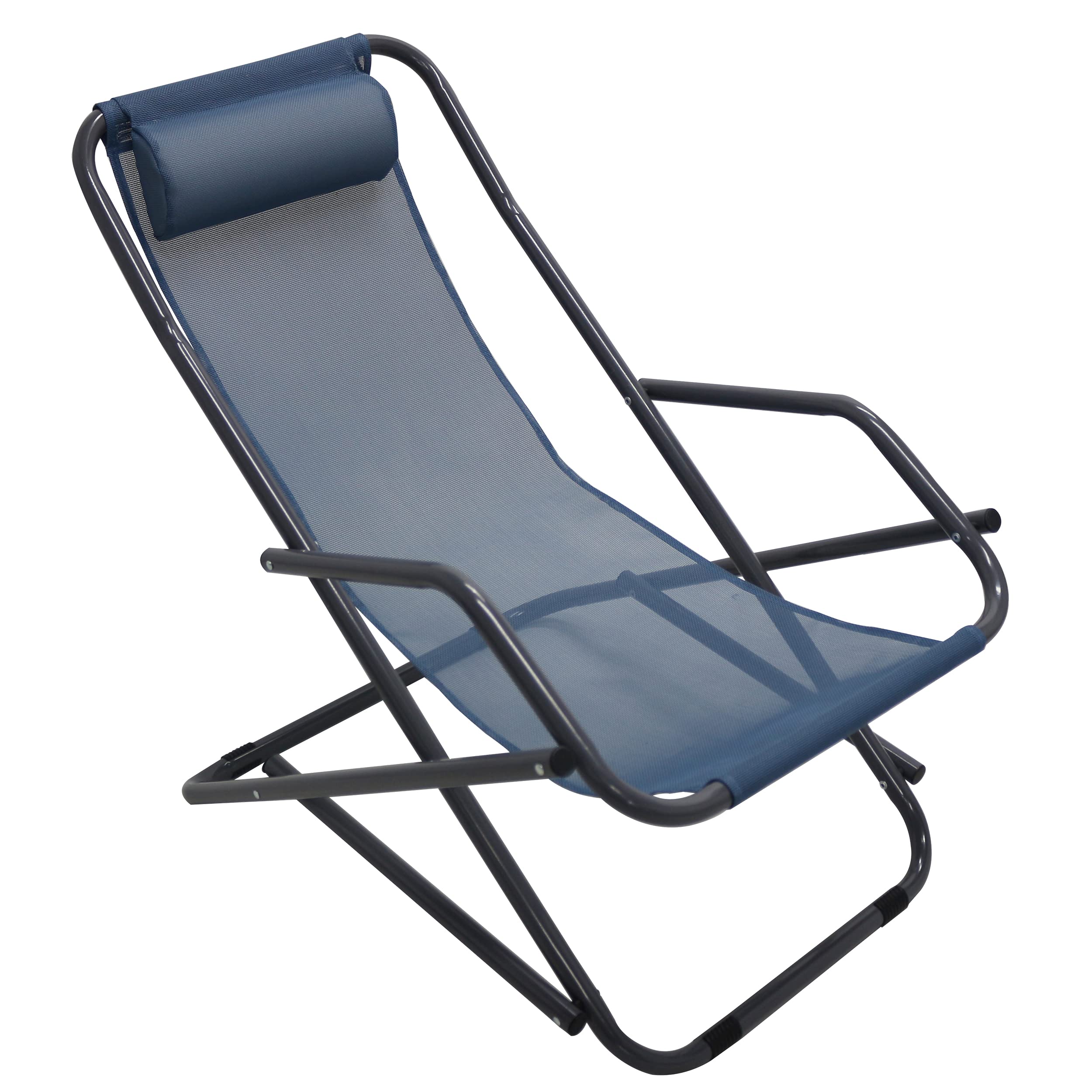 Fauteuil à bascule pliable en aluminium rocking chair de jardin bleu