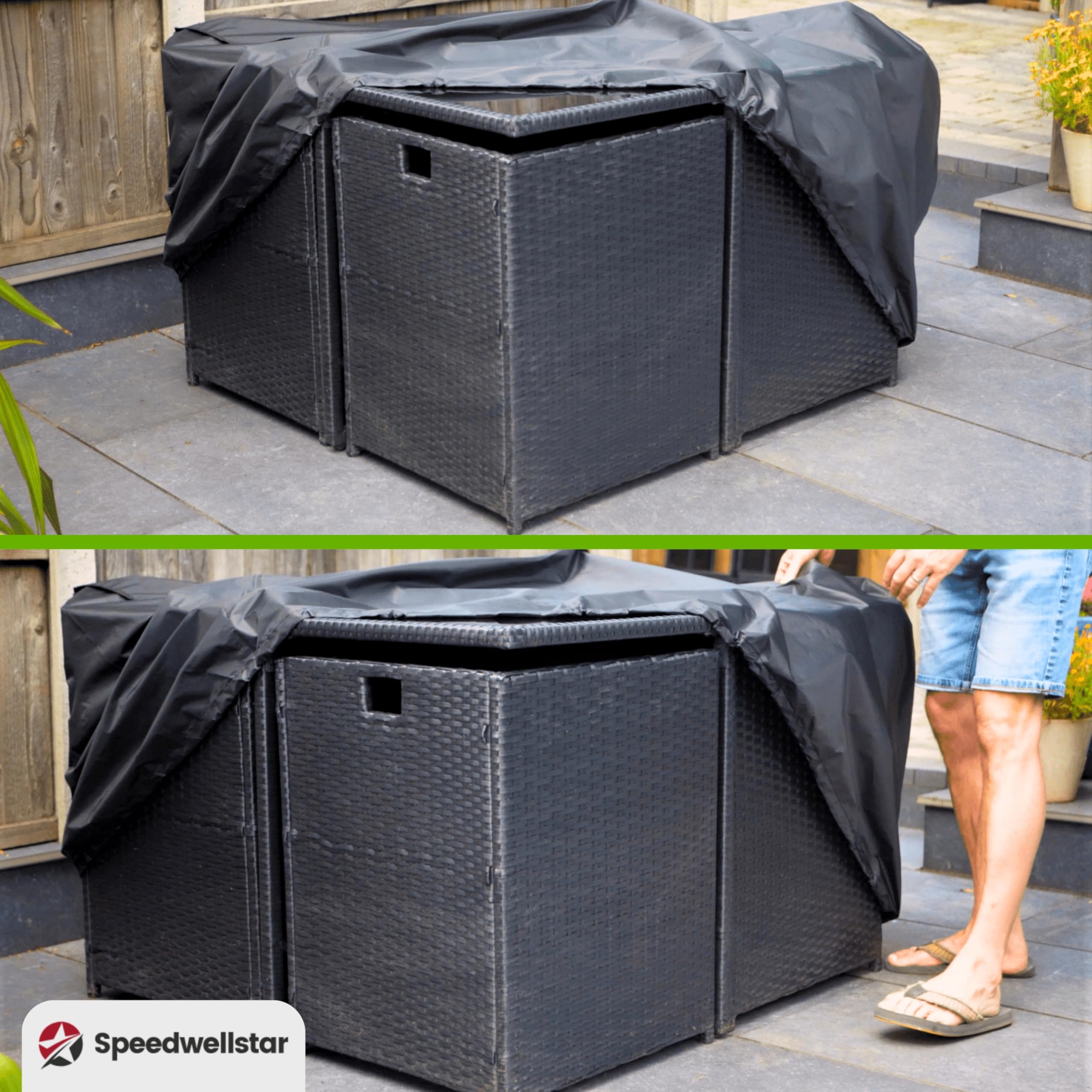 Housse Table Jardin Carrée Imperméable 125x125x74 cm Speedwellstar