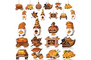36 Pieces Thanksgiving Wooden Ornament Set