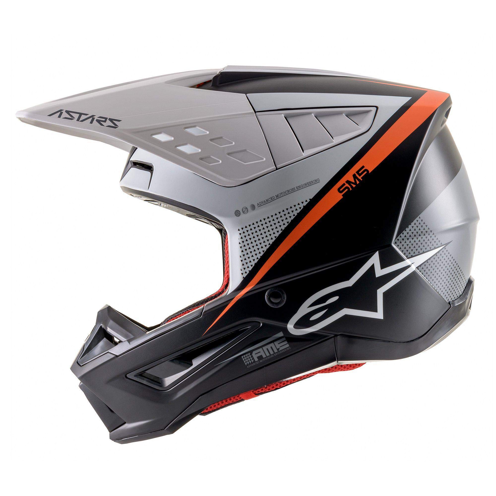 Alpinestars Unisex-Adult S-M5 Rayon Helmet-Matte Blk/Wht/Orange Fluo (Large) (Multi, One Size)