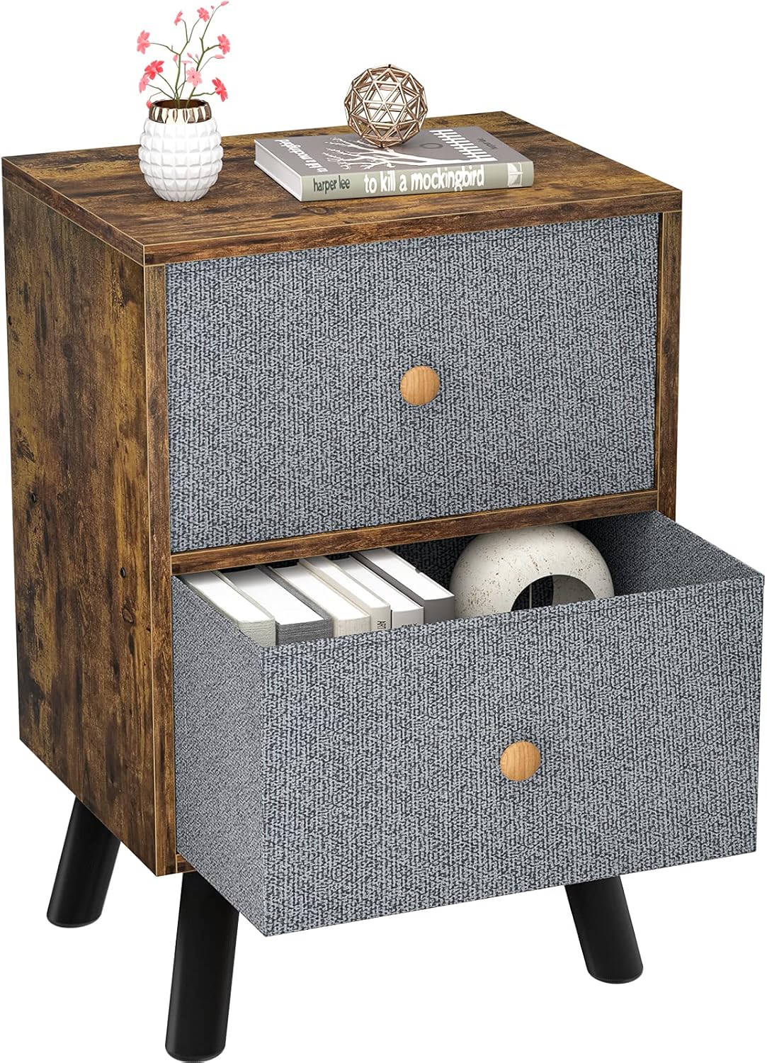 Easy Assembly Ecoprsio Nightstand Set of 2 Industrial End Table Side