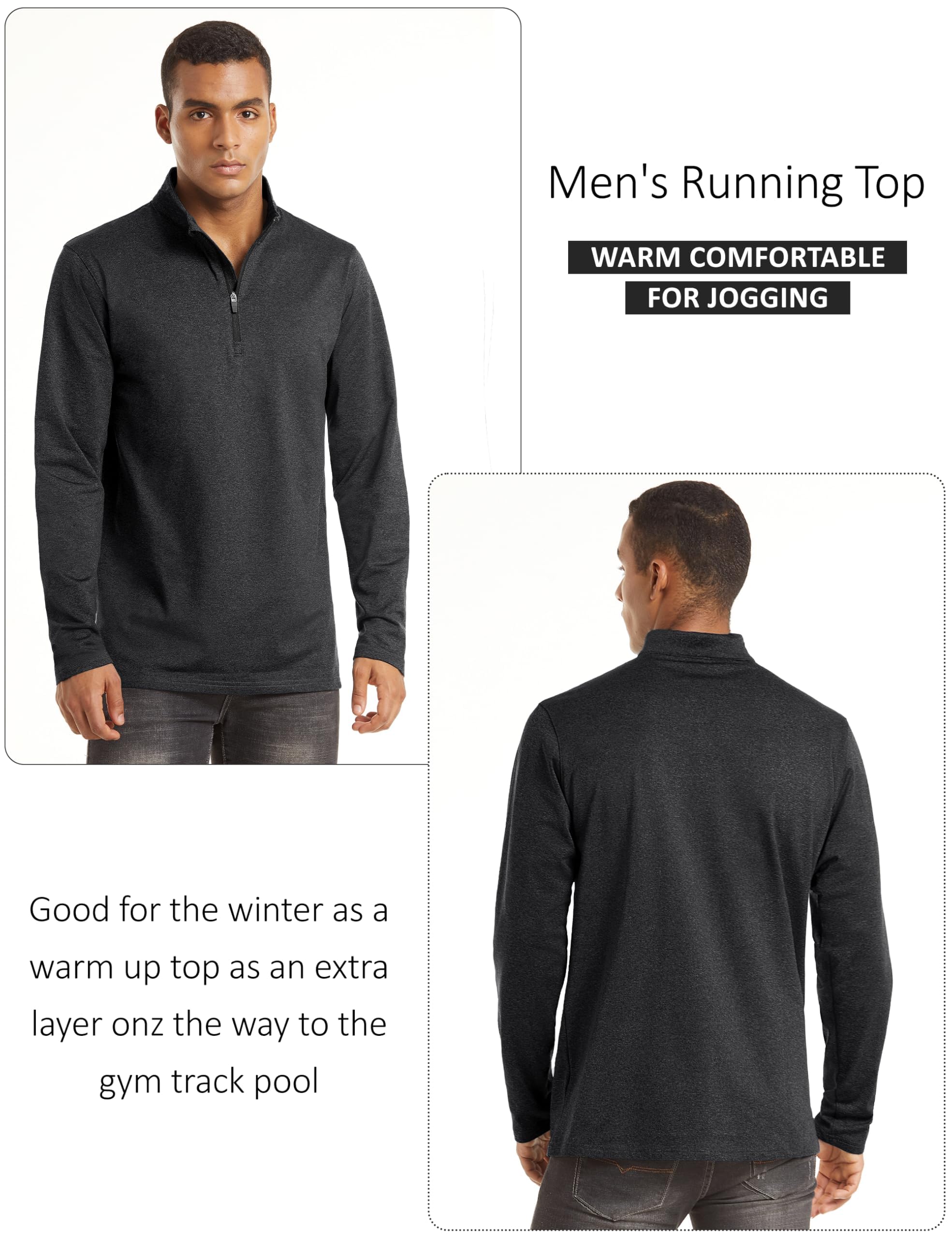 TACVASEN Maglia Uomo Manica Lunga Sport Running Shirt 1/2 Zip Training Top Palestra Jogging Camicia Quick Dry con Collo in Piedi