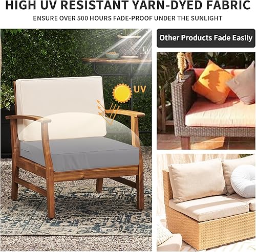 Miniatura 3 de Easy-Going Paquete de 6 fundas de cojín impermeables de repuesto para patio y exteriores, 24 x 24 x 4 pulgadas, antideslizantes, con cremallera y