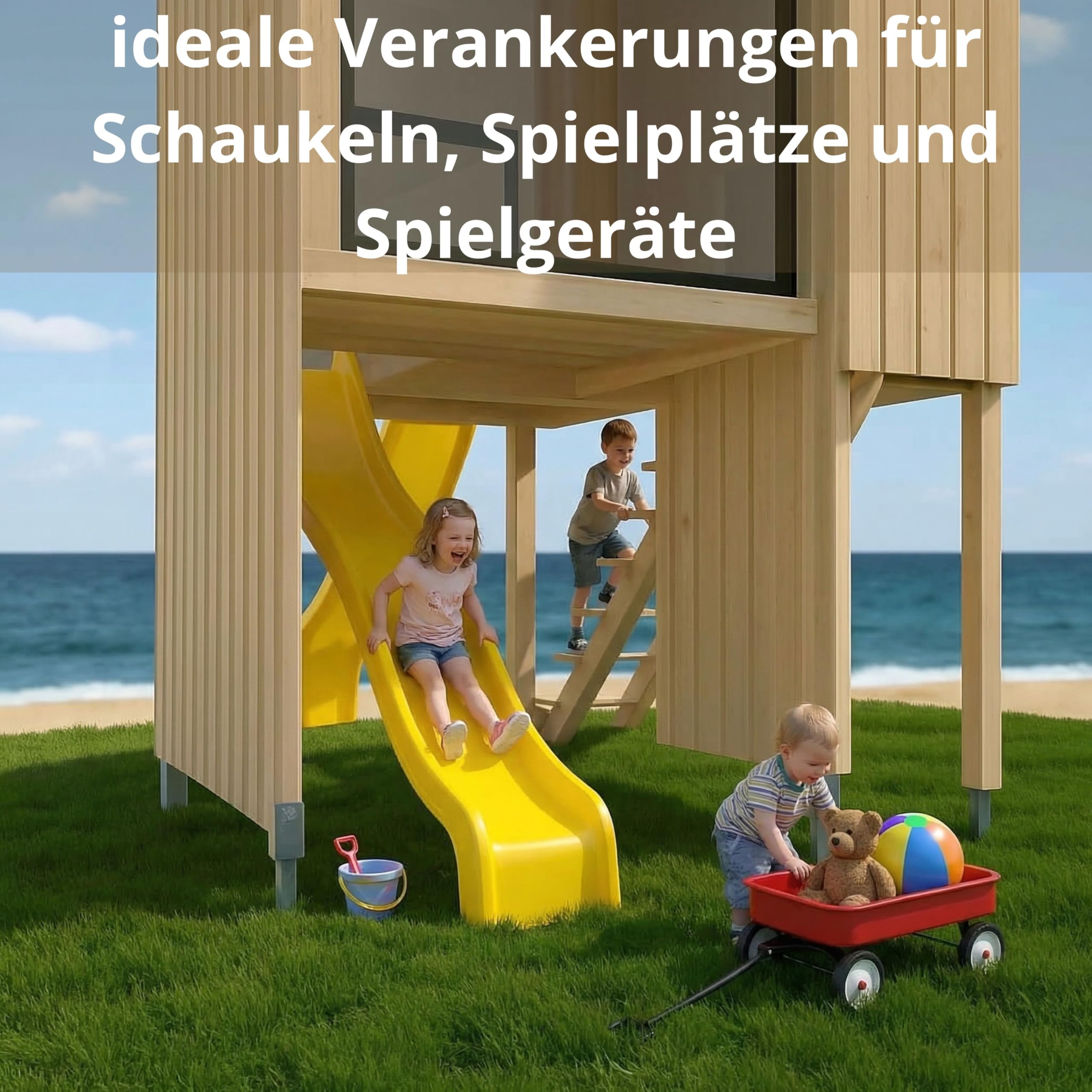Pfostenträger U Profil - Einschraub Bodenhülsen - Stützenfuß - Einschraubhülsen - U Pfostenträger 90x90 mm - Stutzen - Einschraubbodenhülse - Bodenanker - Pfostenanker