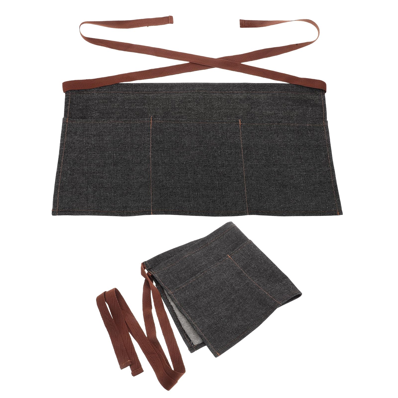2stücke Halblange Küchenschürze mit Taschen Jeans-hüftschürze für Damen und Herren Restaurantschürze aus Denim Verstellbare Träger für Optimalen Halt Geeignet für Küche Restaurant