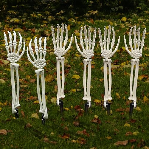 Miniatura 6 de Estacas de esqueleto para decoración de Halloween de patio al aire libre, manos de esqueleto de aspecto realista, para estacas de césped, jardín,