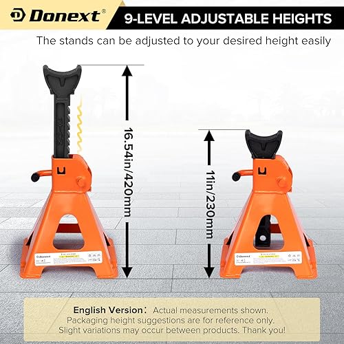 Vista 32 de Donext Jack Stands 3 toneladas (6,500 lb) de acero de capacidad, 1 par de soportes de elevación rojos ajustables