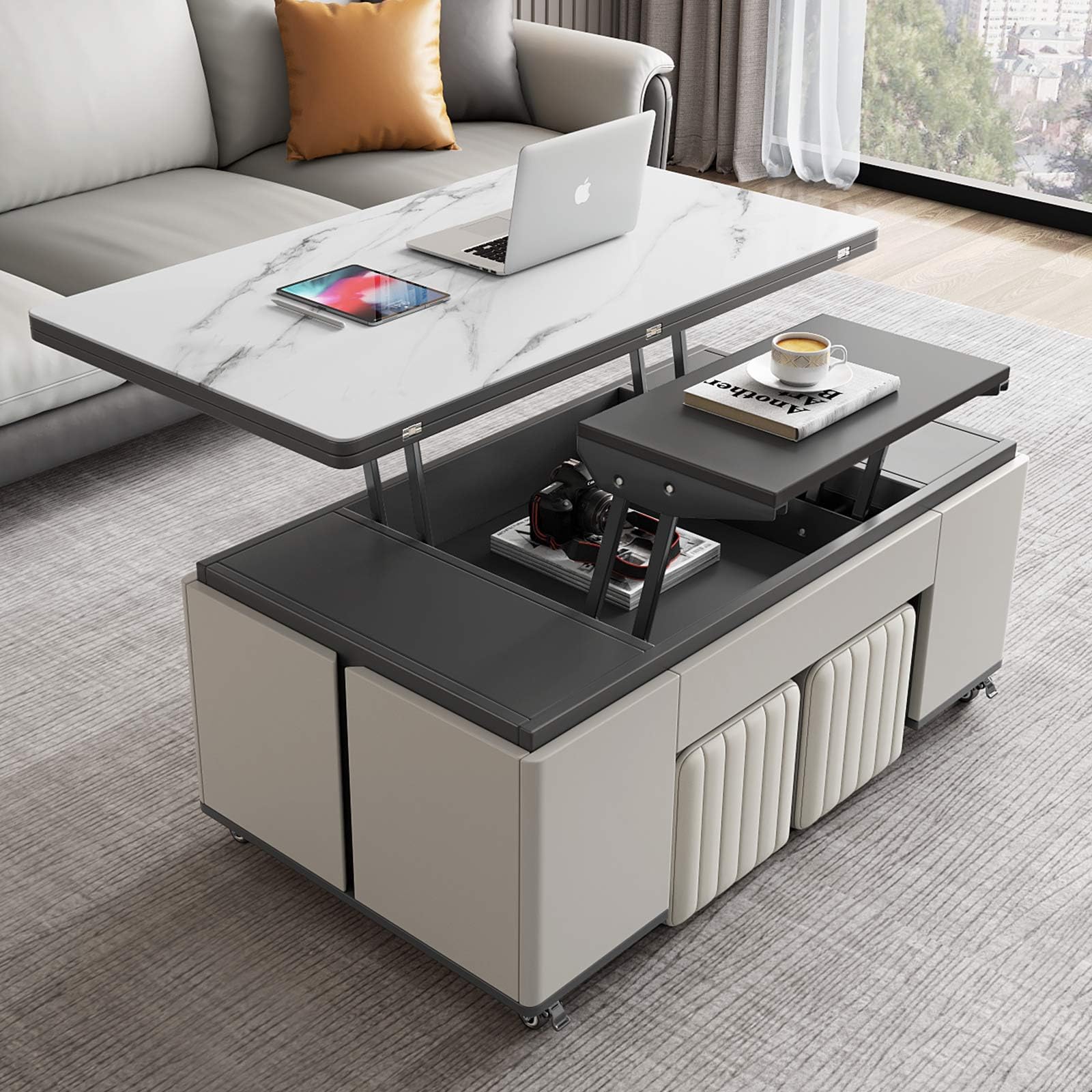 Amazon.co.jp: GraceNook 昇降式センターテーブル 多機能 コーヒー