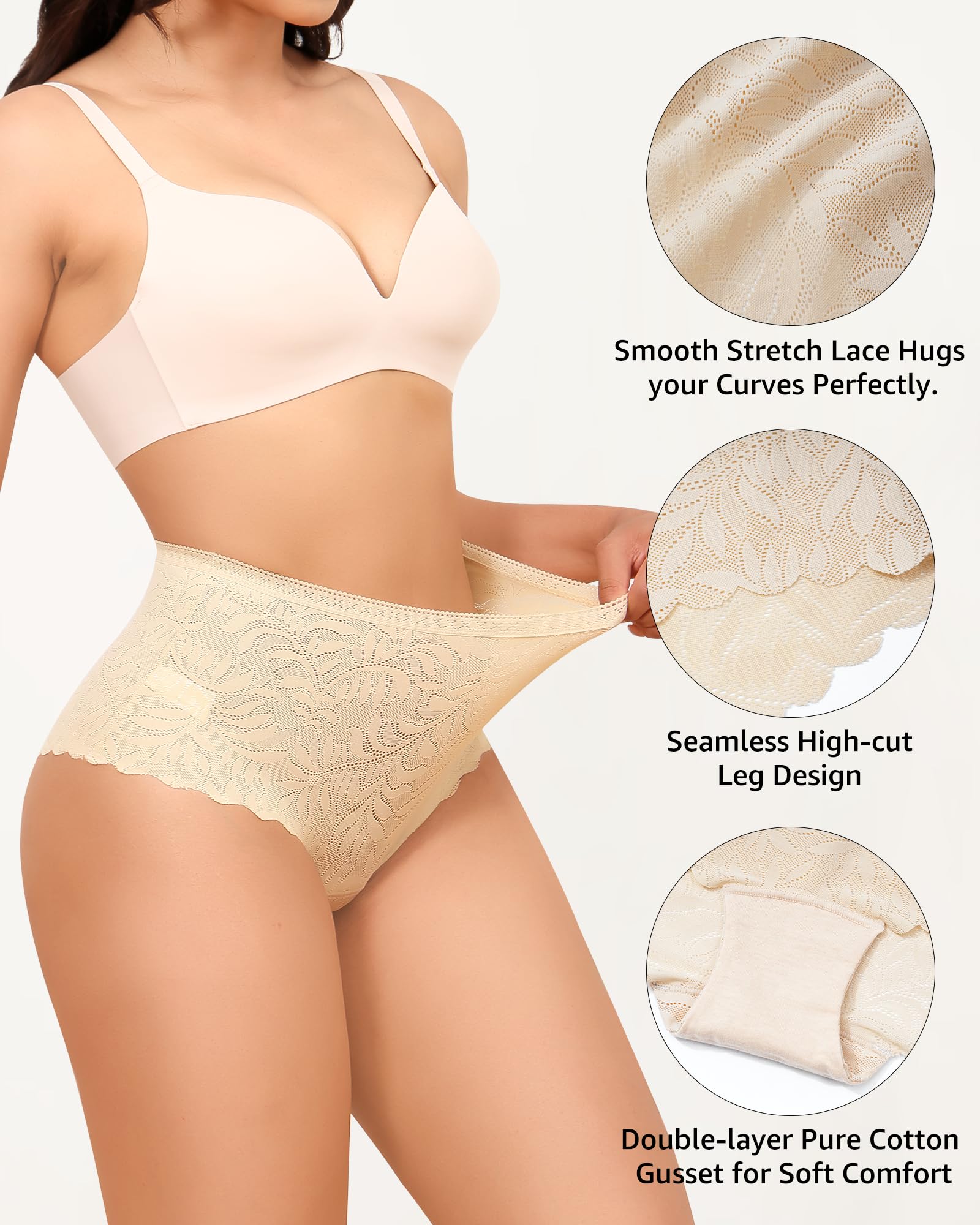 Levao Bokserki damskie, koronkowe majtki, miękkie, rozciągliwe, bezszwowe, bielizna damska, wygodne szorty, wielopak, S-XL