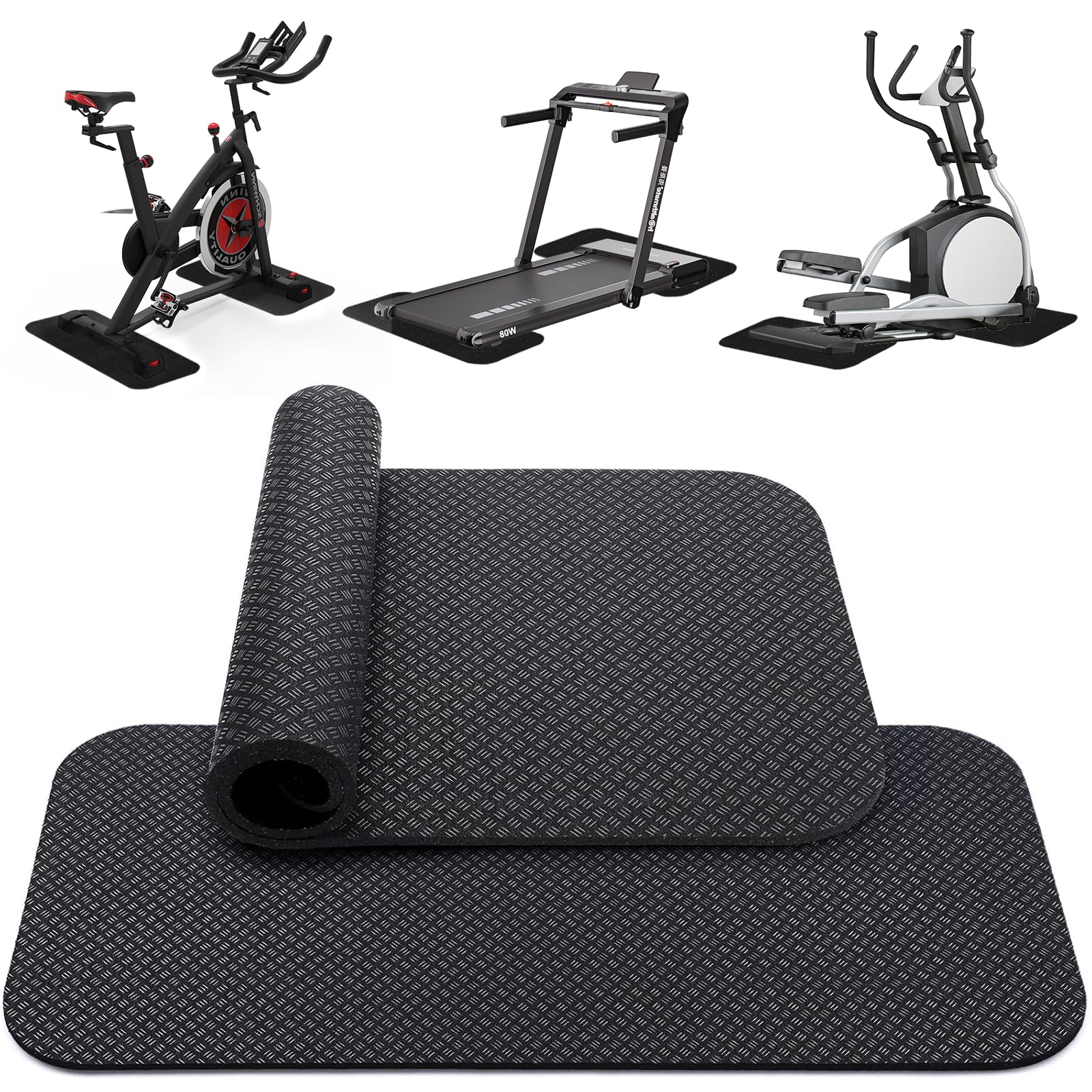 Tapis de protection de sol pour fitness et vélo d'appartement 63,5x30cm Lot de 2