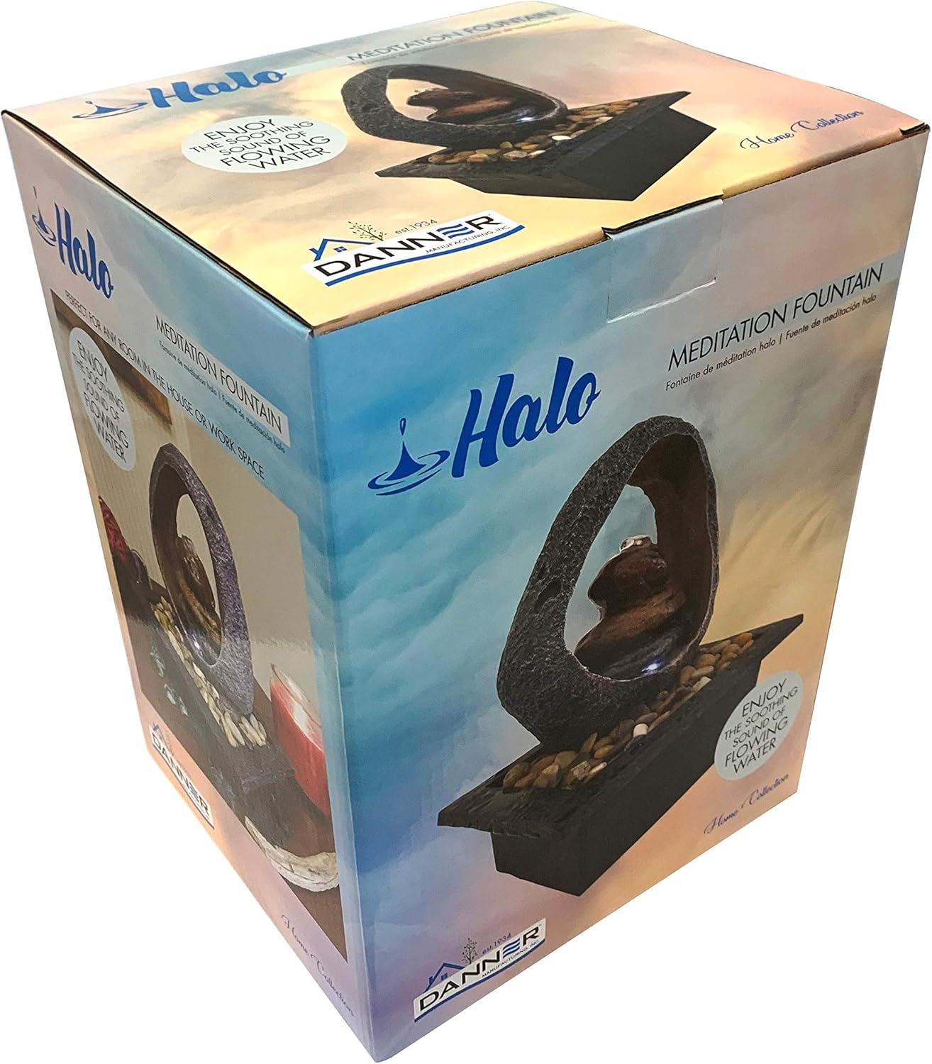 Danner Manufacturing, Inc. Halo Meditation Fountain with LED Rock Formation, 03802