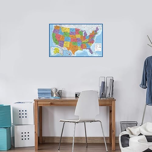 Miniatura 6 de Juego de póster de mapa del mundo laminado y mapa de Estados Unidos 18 x 29 pulgadas gráfico de pared de mapas del mundo y Estados Unidos fabricado