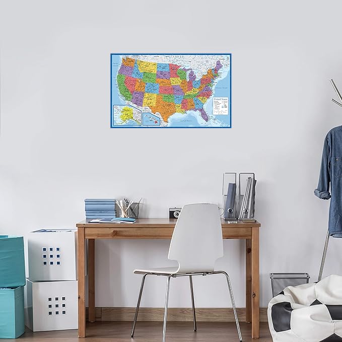 Palace Learning Laminated World Map & US Map Poster Set - 18" x 29" - Wall Chart Maps of the World & United States - Made in the USA - Updated for 2021 (LAMINATED, 18" x 29")