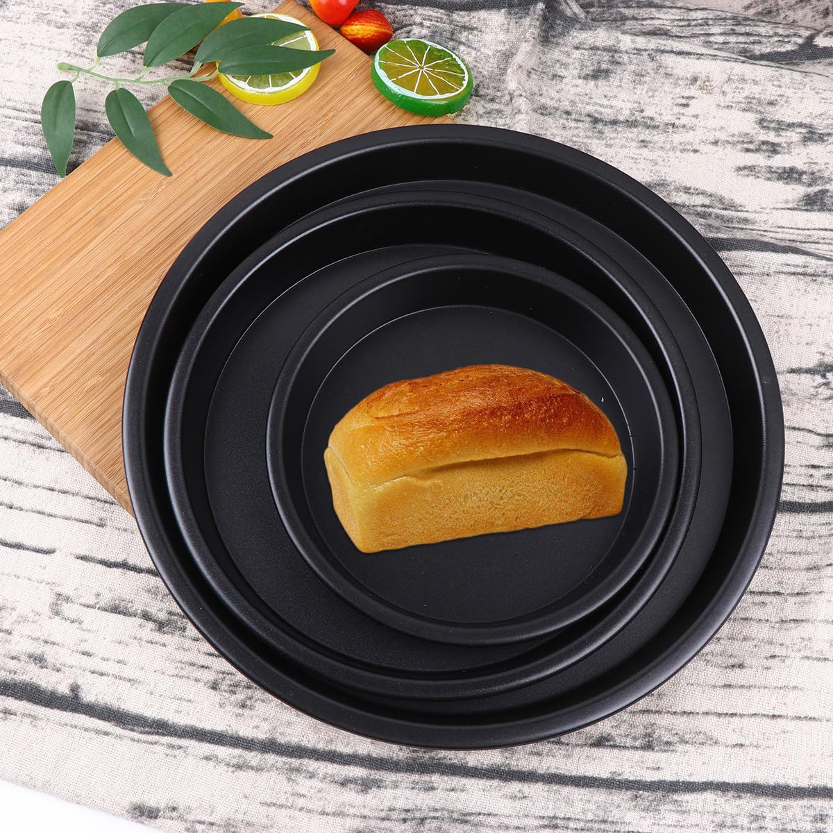 Set Teglie da Forno Antiaderenti 3 Pezzi in Lega di Alluminio Nero | Cornbread e Cheesecakes, Adatte a Cottura di Torte e Biscotti, Formato Compatto per Uso Domestico
