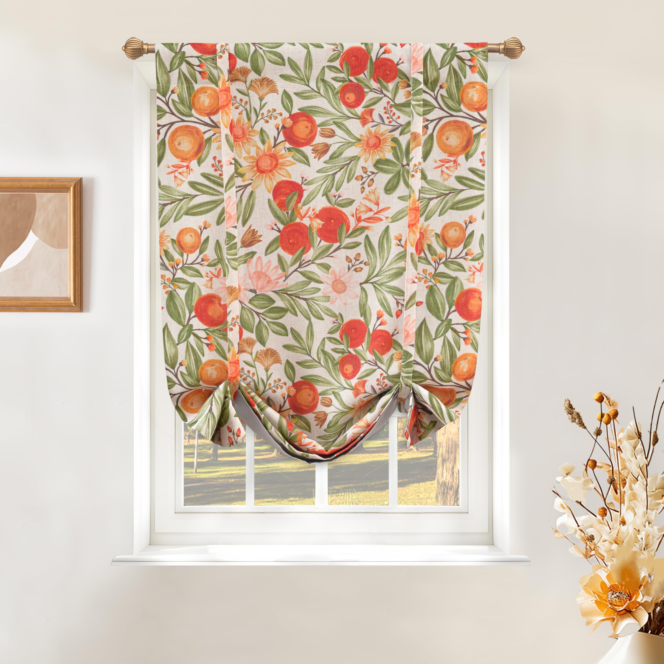 DriftAway Orange Harvest Linen Blackout Tie Up Curtains