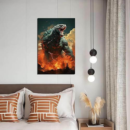 Miniatura 4 de Godzilla Poster Angry Godzilla Wall Decor Retro Monster Pictures Decorative Poster Kids Bedroom Canvas Art Poster And Wall Art Picture Print Modern