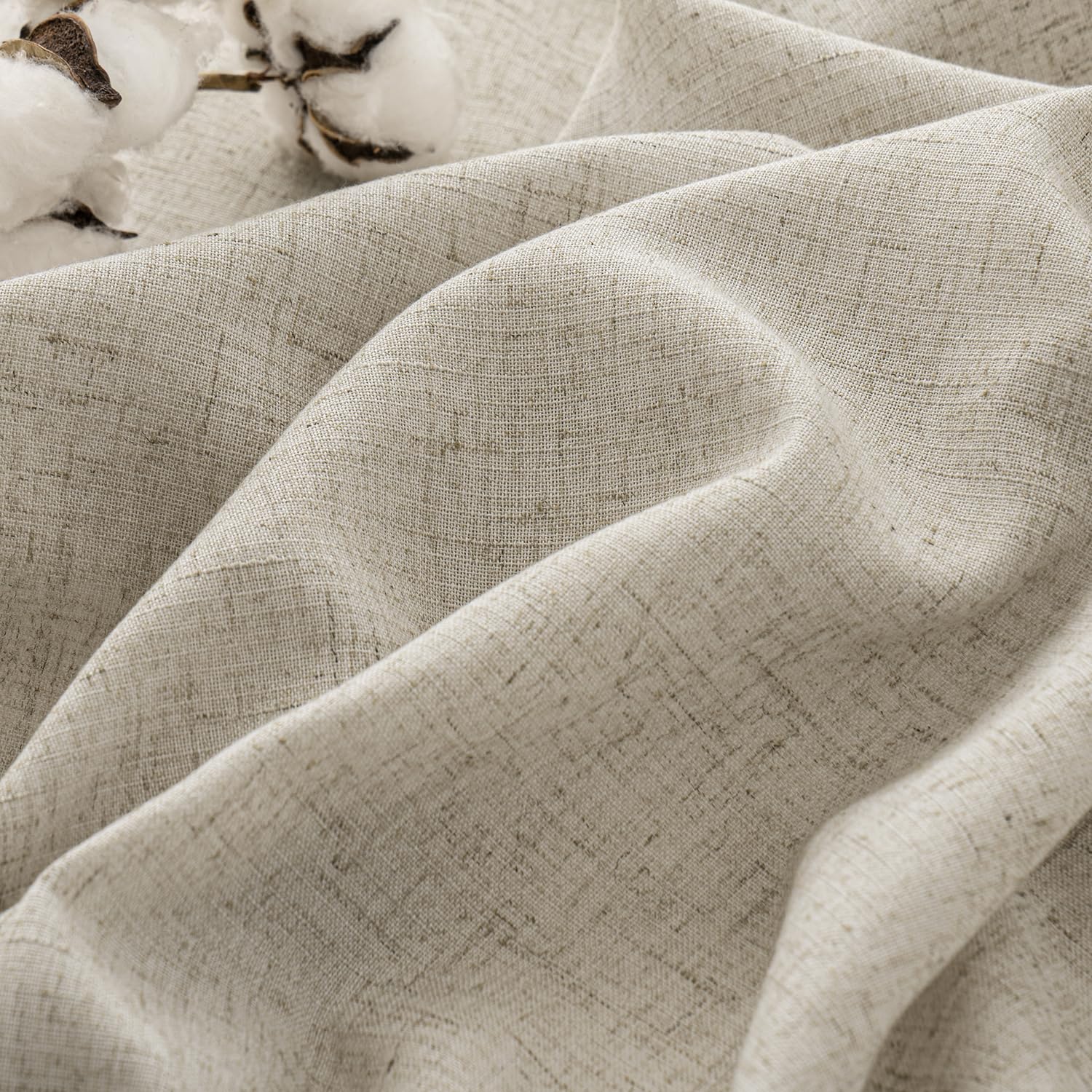 MIULEE Rideau Lin Beige Voilage Salon L 140 x H 260 cm Rideaux Voilage à Oeillets Rideaux et Draperies Intérieurs Modernes pour Chambre Fenêtre Salon Semi-Transparent 2 Panneaux