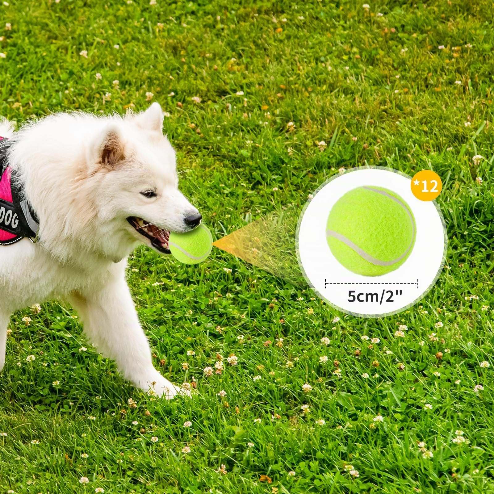 12 Piezas Pelotas de Tenis para Perros, 5 cm Pelota de Tenis, Pelotas de Juego para Perro Pequeños, Pelotas de Juguete Interactivas para Perros Aptas para Lanzador de Pelotas para Perro