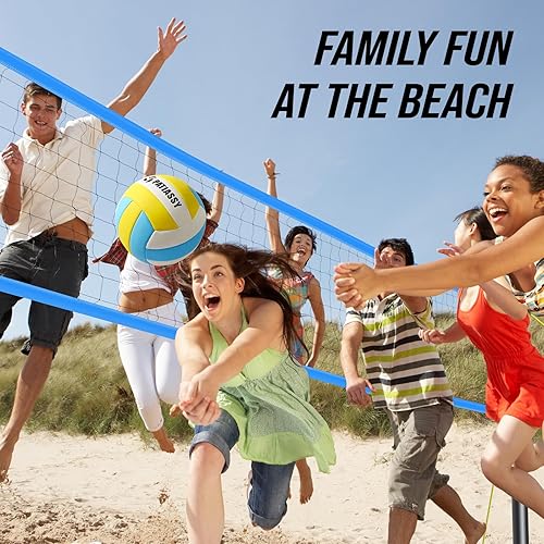 Vista 12 de Sistema de red de voleibol portátil al aire libre para patio trasero - Configuración rápida y fácil de postes de acero de altura ajustable, voleibol