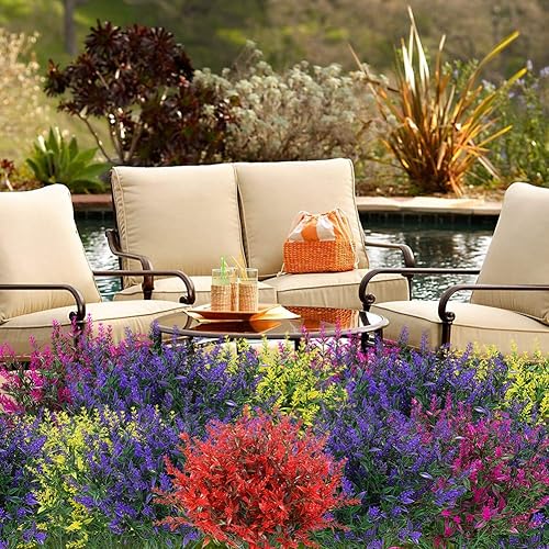 Miniatura 8 de ArtBloom 8 paquetes de flores artificiales de lavanda para exteriores, arbustos resistentes a los rayos ultravioleta, no se decoloran, vegetación de