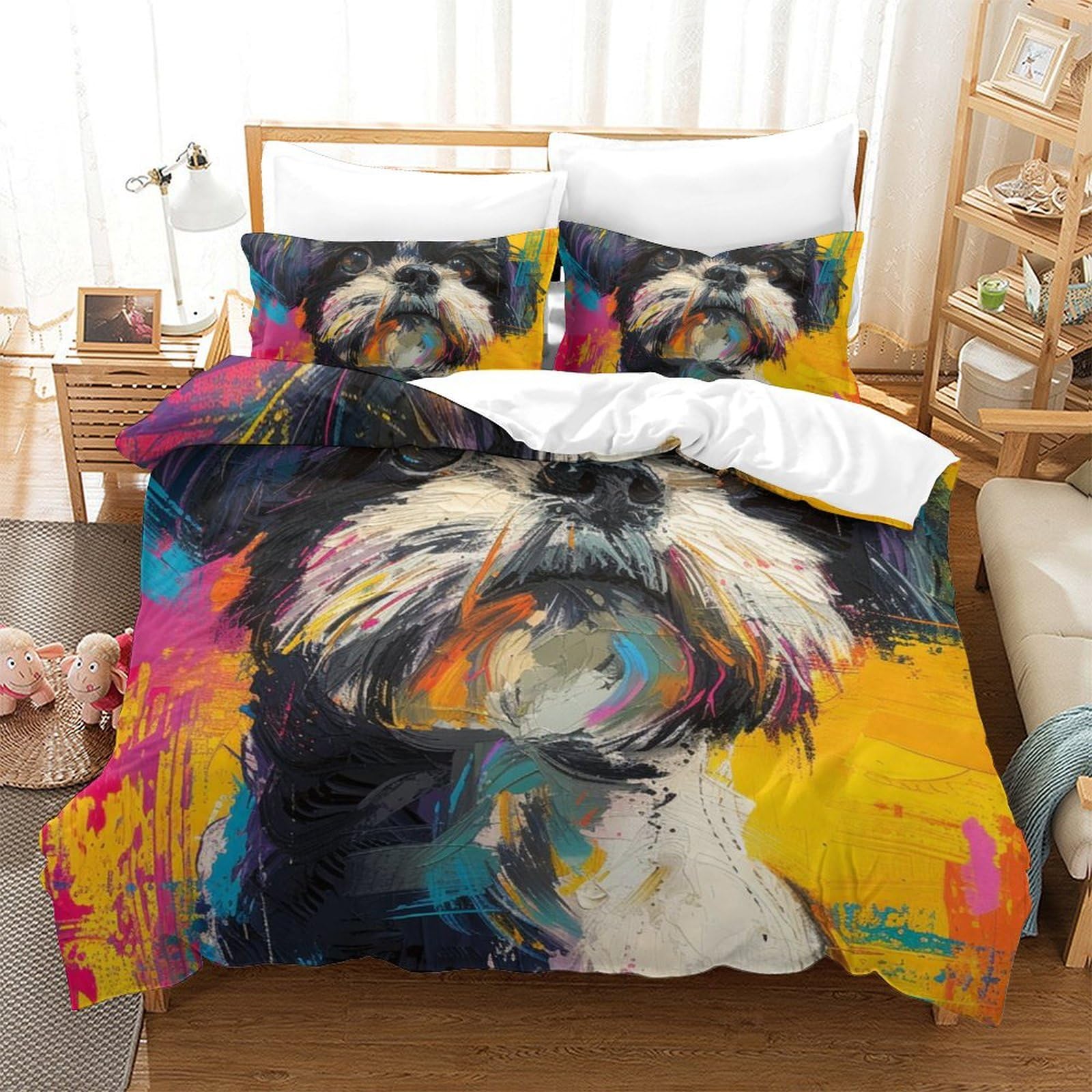 Housse de couette Yorkshire Terrier 3D respirante contre la transpiration nocturne