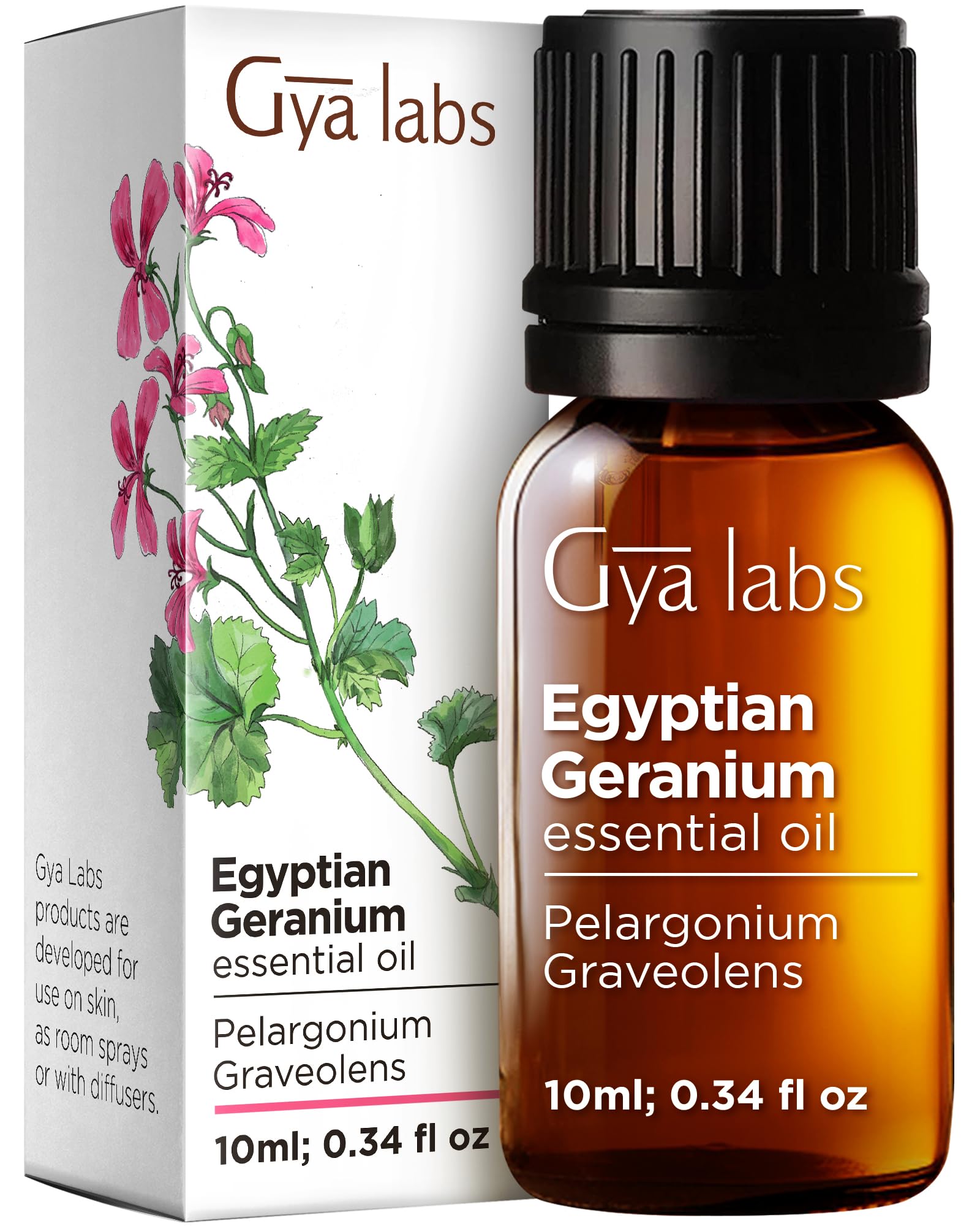 Egyptian Geranium Essential Oil - 100% Pure Aromatherapy Therapeutic Grade Geranium Essential Oils for Skin, Hair Growth, Body Massage & Diffuser, 0.34 Fl Oz (Pack of 1)