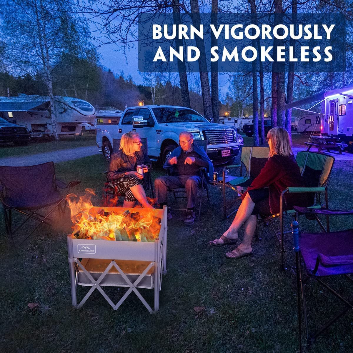 KAMPKEEPER PopUp Fire Pit Portable 18 Inch Outdoor Patio Mini Bonfire