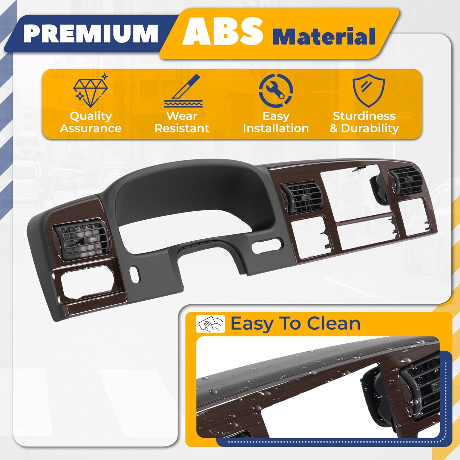 Dash Finish Panel Compatible with 2005-2007 Ford F-250 F-350 F-450 F-550 Super Duty Dash Board Cluster Bezel Cover Replacement for 5C3Z25044D70DAA Plastic Carbon Fiber Printing & Textured