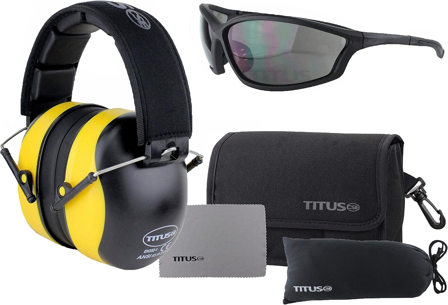 TITUS 3 Series - 37 NRR Noise Reduction Hearing Protection & Sport Style Safety Glasses Combos