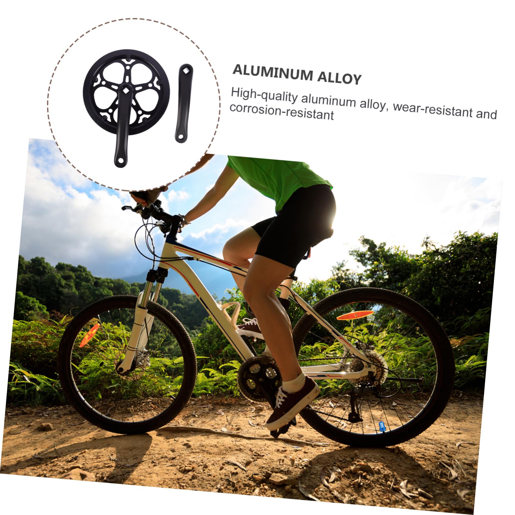 Alipis Guarnitura Singola per Bici Mountain Bike in Ferro Nero Resistente all'Usura Corona da 52 Denti e Braccio da 170mm per Sostituzione Accessori Bici