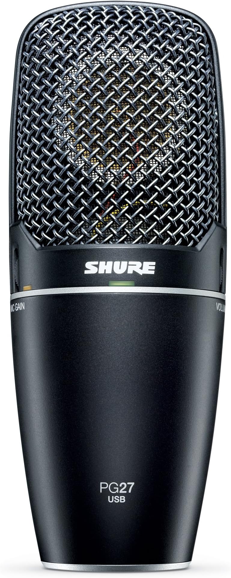 Shure PG27-USB Side-Address Condenser Microphone, Plug and Play, natural reproduction, Integrated Pre-Amp with Microphone Gain Control, Zero Latency Monitoring, Headphone Jack